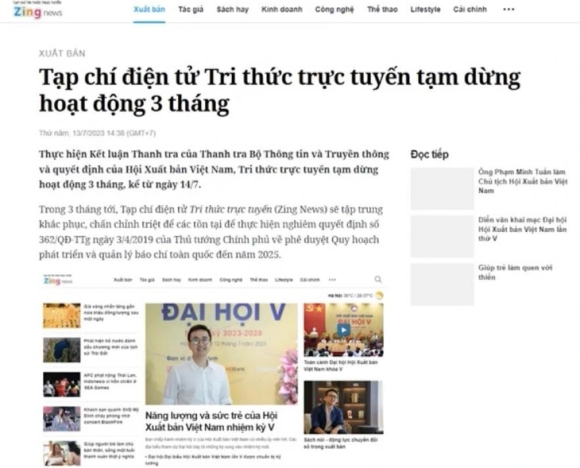 1 Ly Do Zing News Bi Tuoc Giay Phep 3 Thang Nop Phat 2435 Trieu Dong